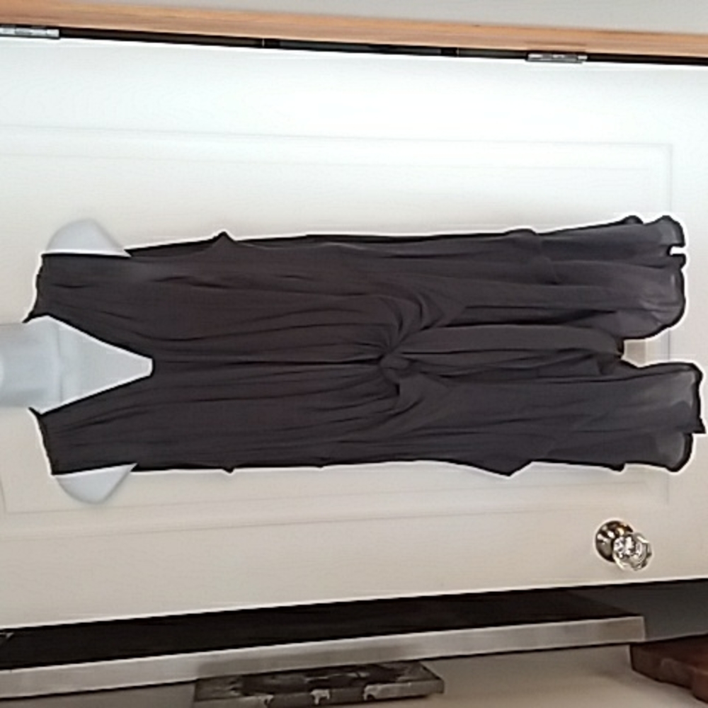 Grey vneck tie front tunic